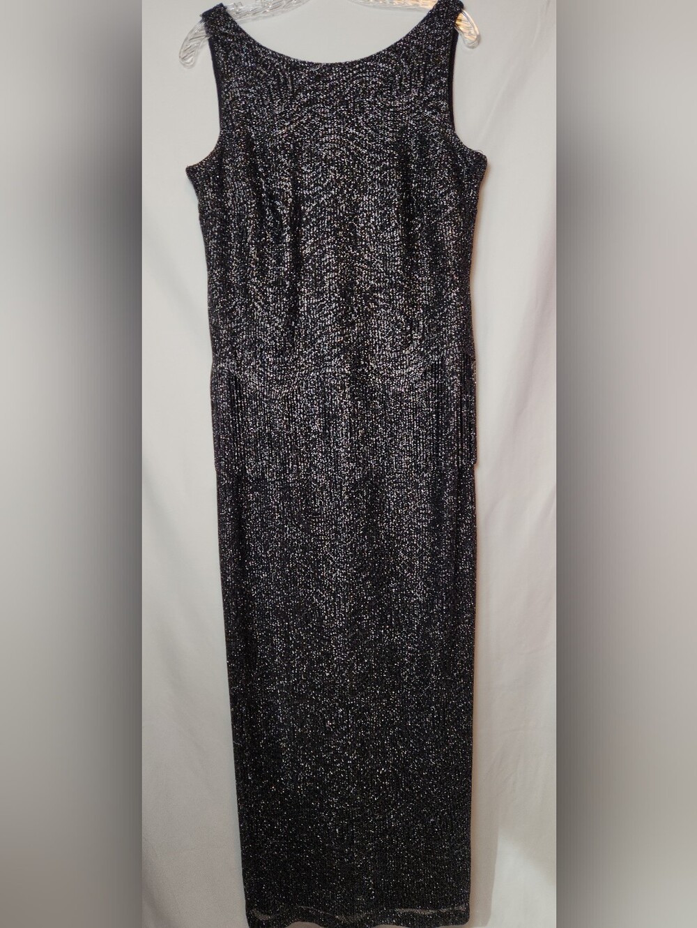 Vintage Shimmery Metallic Sleveless Dress With Fringe Waist Size 14